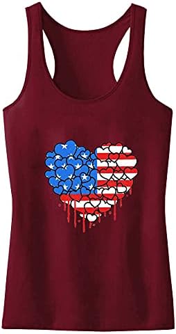Július 4-Ing Tartály Tetejét Női Ujjatlan O Nyak Tshirt USA Zászló Csillagok Csíkos Tie-Dye Sportos Tunika Tshirts