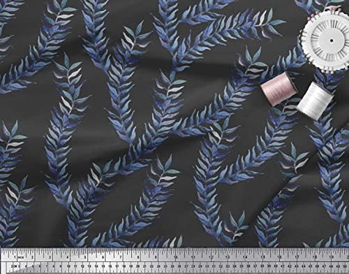 Soimoi Fekete Pamut Voile Szövet Laurel Levelek Nyomtatása Varrás Szövet méter hosszú, 58 cm Széles
