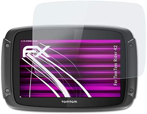 atFoliX Műanyag Üveg Védőfólia Kompatibilis a Tomtom Rider 42 Üveg Protector, 9H Hibrid-Üveg FX Üveg kijelző Védő fólia,