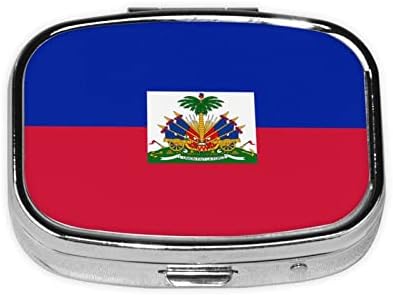 Haiti Zászló Tér Mini Tabletta Esetében Utazási Gyógyszer Szervező Hordozható Rekeszes Fém Doboz Pirulát