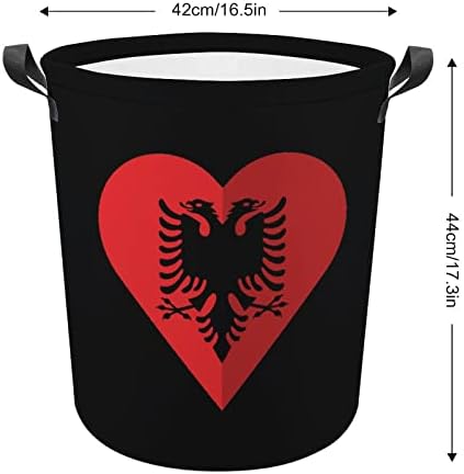 Albánia Lapos Szív Zászló Összecsukható Kosárban Szennyesben fogantyúval Mosás Bin Koszos Ruhákat, Táskát, a Kollégiumi,