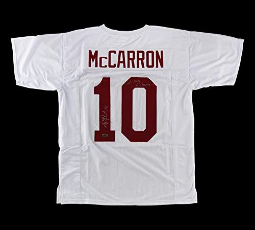 AJ McCarron Dedikált/Aláírt Alabama Egyéni Fehér trikót,Mi Saját Alabama Felirat