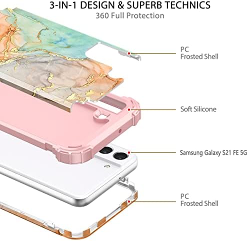Hekodonk Samsung Galaxy S21 FE Esetben,nagy teherbírású Ütésálló Védelem Kemény Műanyag+Szilikon Gumi Hibrid védőtok Samsung