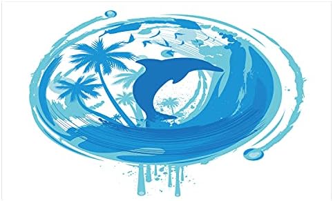 Ambesonne Delfin Kerámia Fogkefe Tartó, Trópusi Téma Tengeri Kép Óceán Ihlette Kép Egzotikus Fák, Madarak Nyomtatás, Dekorációs