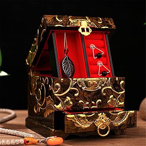 WODMB Vintage Ékszer Doboz Kínai Lakk Tároló Esküvői Ajándék Gyűrű Doboz Fülbevaló Gyűrű Nyaklánc Doboz Esküvői Ajándék