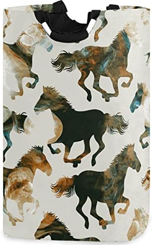visesunny Nagy Kapacitású Szennyesben Kosár Akvarell Erezettel Nyakkendő Festék Ló Textúra Vízálló Oxford Szövet, Tároló
