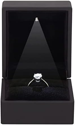 KAKKOII Ékszer Gyűrű Doboz LED Bársony Fülbevaló Ajándék Doboz, Javaslatát, Eljegyzés, házassági Évforduló (Fekete)