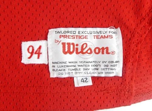 1994-ben a Kansas City Chiefs Matt Blundin 14 Játék Kiadott Piros Mez NFL-75 P 42 8 - Aláíratlan NFL Játék Használt Mezek