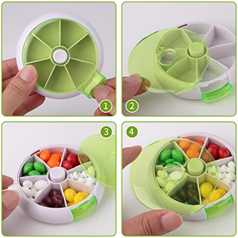 Kreatív Hordozható Mini 7 Nap Heti Kör Alakú Forgó Aranyos Gyümölcs Stílus Tabletta Tárolási Esetben Doboz (Zöld)