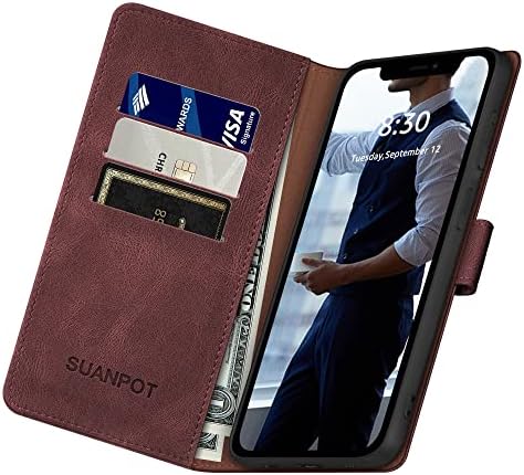 SUANPOT iPhone 11 6.1 colos Bőr Pénztárca esetében az RFID-Blokkoló Hitelkártya Birtokos, Folio Flip Book Telefon esetében