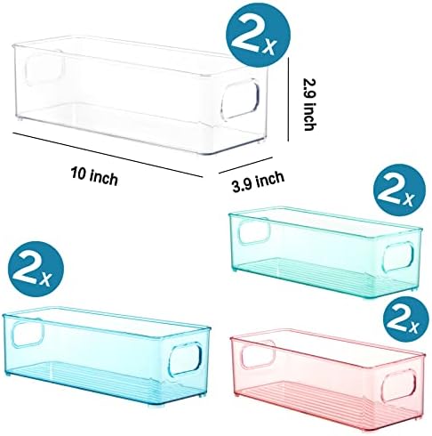 BBG Rakható Hűtőszekrény Szervező Ládákat, 8 Csomag 10 x 4 x 3 cm Színes Műanyag Szervező Hűtőszekrény a raktárhelyet Kezelni,