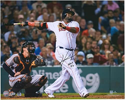 David Ortiz Boston Red Sox Dedikált 16 x 20 Lengő Fénykép, a HOF 22 Felirat, - Dedikált MLB Fotók