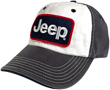 Jeep Prémium Hímzett-Javítás kalap Mosott, Nehézsúlyú Chino Twill Fehér/Szén/Navy