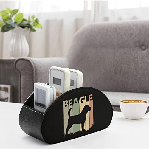 A Beagle Kutya Sziluettje Bőr Távirányító tartó, Vicces Caddy Tároló Doboz Asztali Szervező 5 Rekesz TV-készülék Blu-Ray