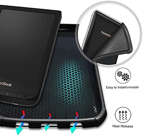 INSOLKIDON Kompatibilis a Pocketbook Touch Lux 4 / Touch Lux 5 / Alapvető Lux 2 / Touch HD 3 Tabletta Esetében Bőr hátlap