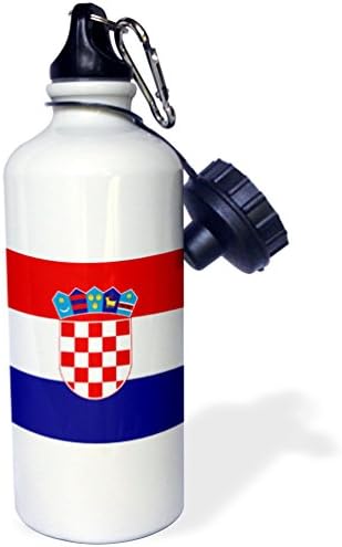 3dRose Zászló, Horvátország-Horvát piros, fehér, kék csíkos-horvát címer pajzs-Európai ország világ Sport kulacs, 21 oz,