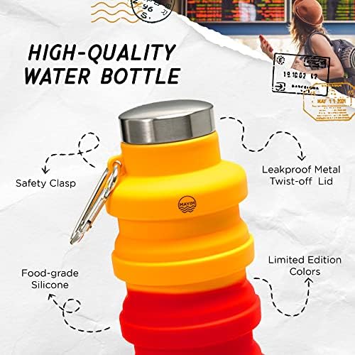 Mayim Összecsukható Karabiner Üveg | Újrafelhasználható BPA Mentes Szilikon Összecsukható vizes Palack | A, Utazás, Futás,