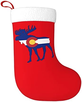 QG ZZX Karácsonyi Harisnya, Fehér Szuper Puha Plüss Bilincset Colorado Zászló Jávorszarvas Karácsonyi Harisnya Karácsonyi