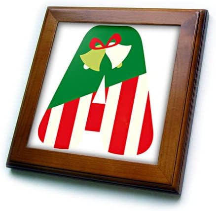 3dRose Aranyos, Piros, Zöld, Karácsonyi Monogram Kezdeti Egy - Keretes Lapok (ft-371210-1)